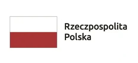 Biało-czerwona flaga z dopiskiem Rzeczpospolita Polska